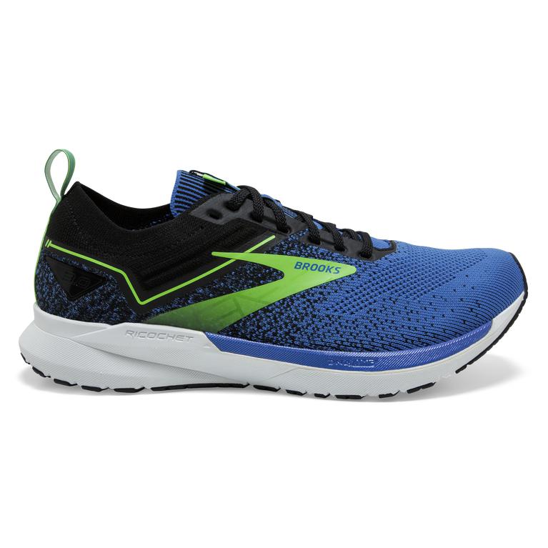 Brooks Mens Ricochet 3 Lightweight Road Running Shoes - India Ink/Blue/Green Gecko (897514-MJI)